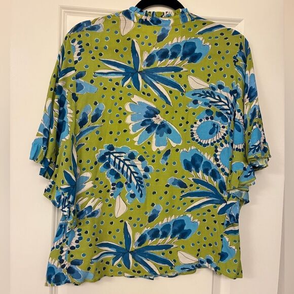 VERA FOR ANTHROPOLOGIE Valley Flutter-Sleeved Buttondown Women’s Size Medium - Picture 8 of 12